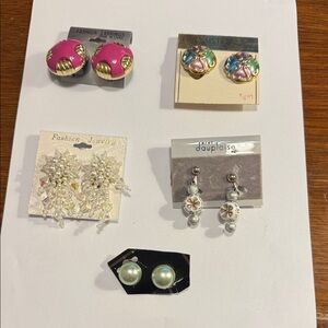 Colorful Vintage clip-on earrings 5 pairs total